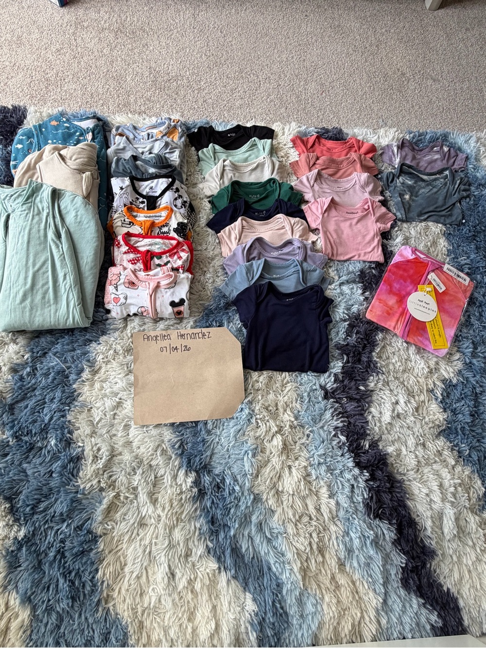 BAMBOO Kids Pajama and Onesie Lot in Navy, Pink, Green, Gray, Cream